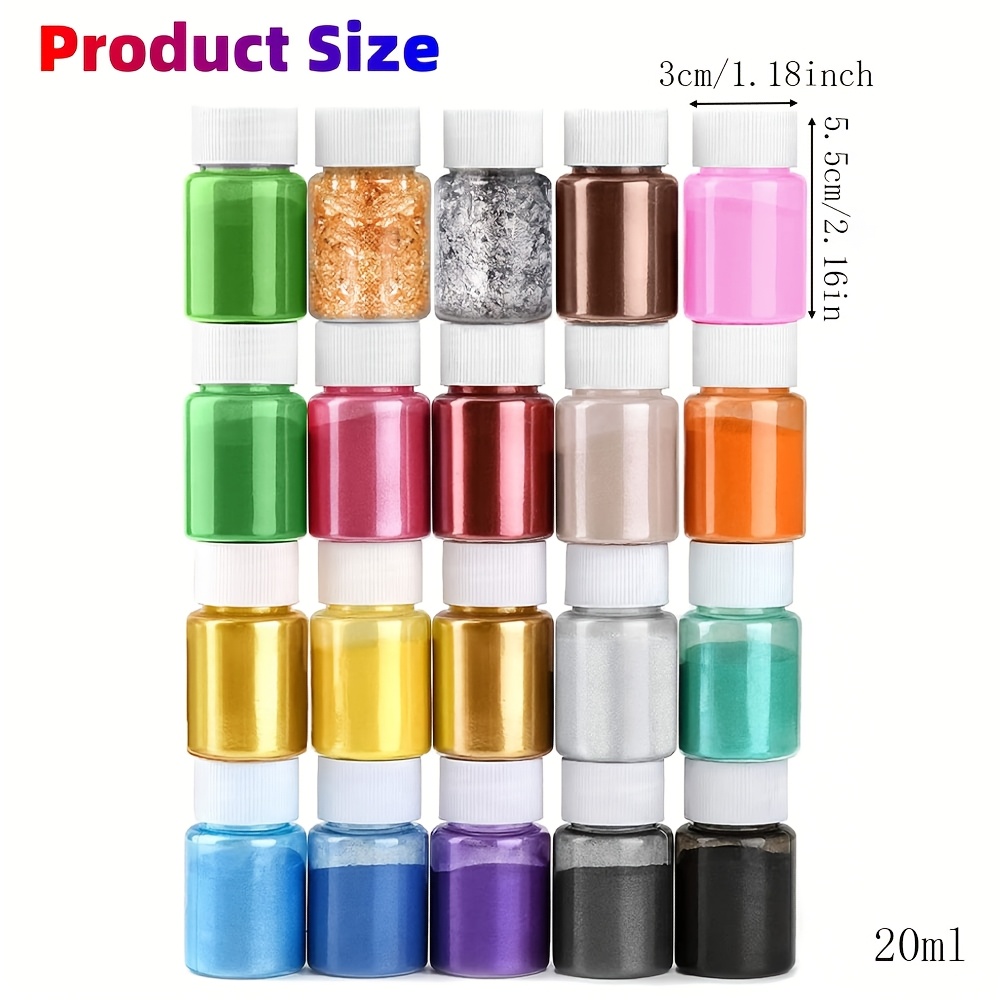 TEMU Poudre de Mica pour Résine Époxy, 20 pièces Nacrée avec , Convient pour la Création de Bijoux, la Peinture, le Gaufrage Creux, l'Artisanat, la