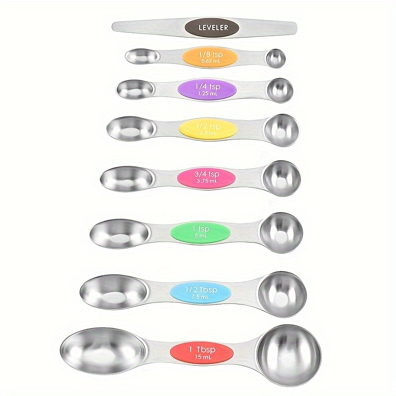 

Magnetic Measuring Spoons Set Of 9 Dual Sided Stainless Steel Measuring Spoons Set For Gift Measuring Dry And Liquid Ingredients