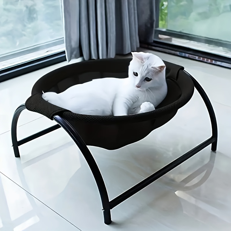 

Polyester Style Cat Bed Hammock - Elevated Pet Sleeping Cot With Removable Breathable Mesh, Easy Assembly For Indoor And Outdoor Use