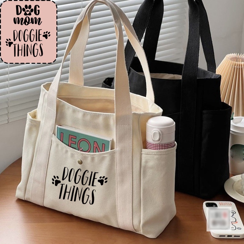 womens tote bag a versatile storage bag for spring camping trips travel and pet supplies or as   supply bag for   of the   its a perfect gift for a dogs birthday this dog mom letter print tote bag     a great