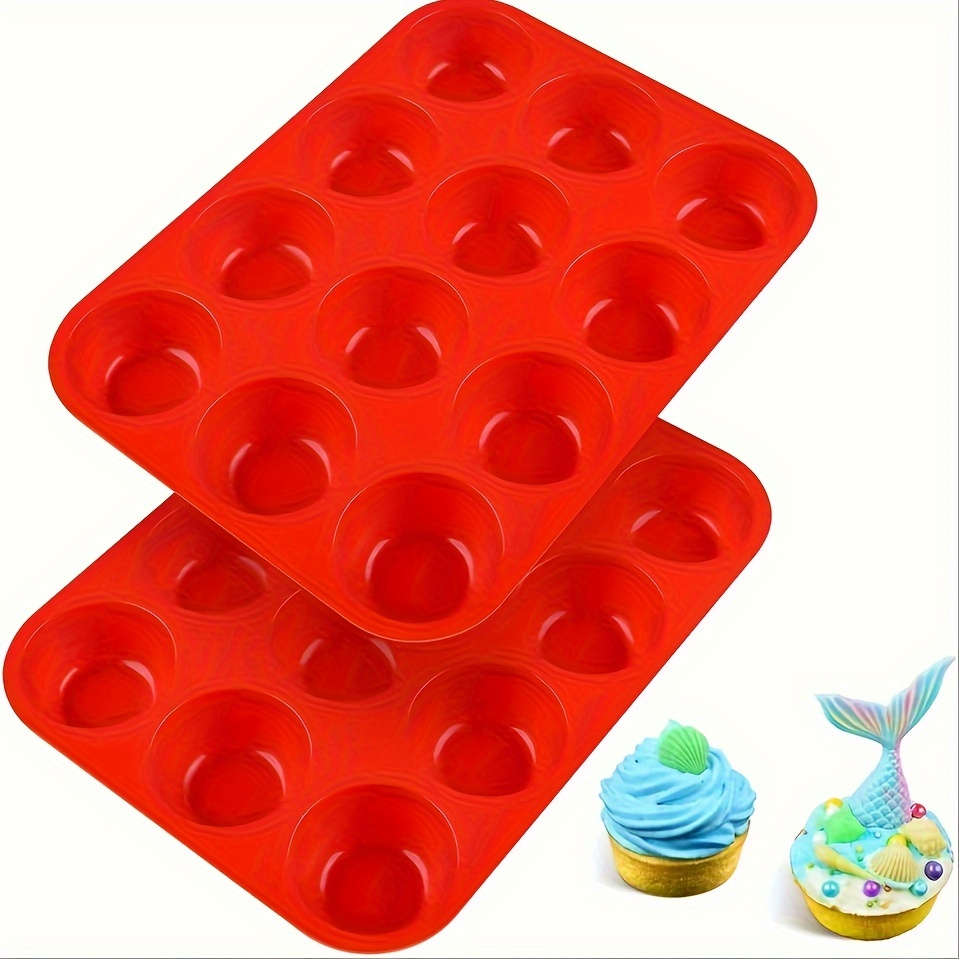 

1pc, 12-cavity Silicone Muffin Pan, Bpa Free Baking Accessory, Nonstick Silicone Molds For Baking Muffin, Cake, Tart
