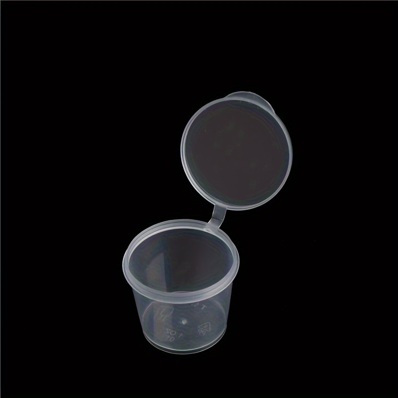 100pcs plastic disposable sauce containers with lids small clear food storage cups for condiments snacks dressings bpa free   take out containers details 2