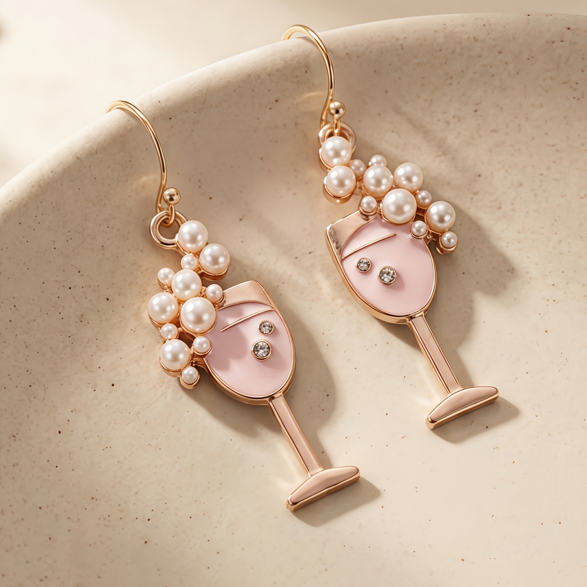 A Pair Of Wine Glass-inspired Drop-style Earrings For Women, Sweet And Fashionable, Suitable For Daily Casual Wear, For Her