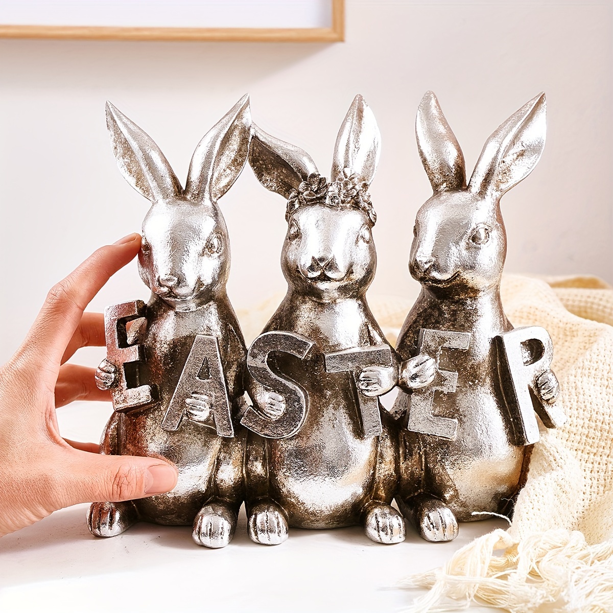 set cute rabbit take easter english shape easter desktop decoration ornament resin material spring indoor and outdoor easter bunny decoration statue home art ornament easter festival celebration party decoration rabbit
