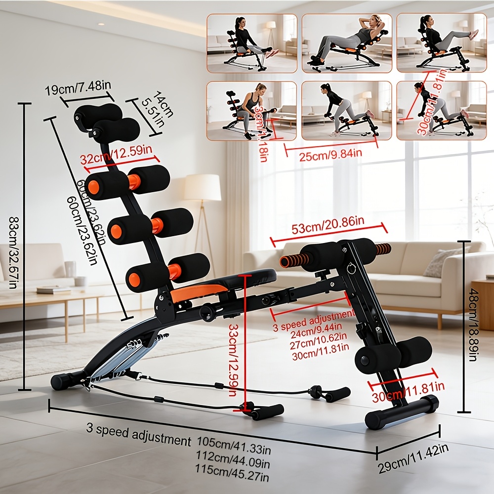 TEMU Nouveau appareil d'entraînement abdominal 6-en-1 pour abdominaux, dispositif de soutien de siège, appareil de mise de la taille et de