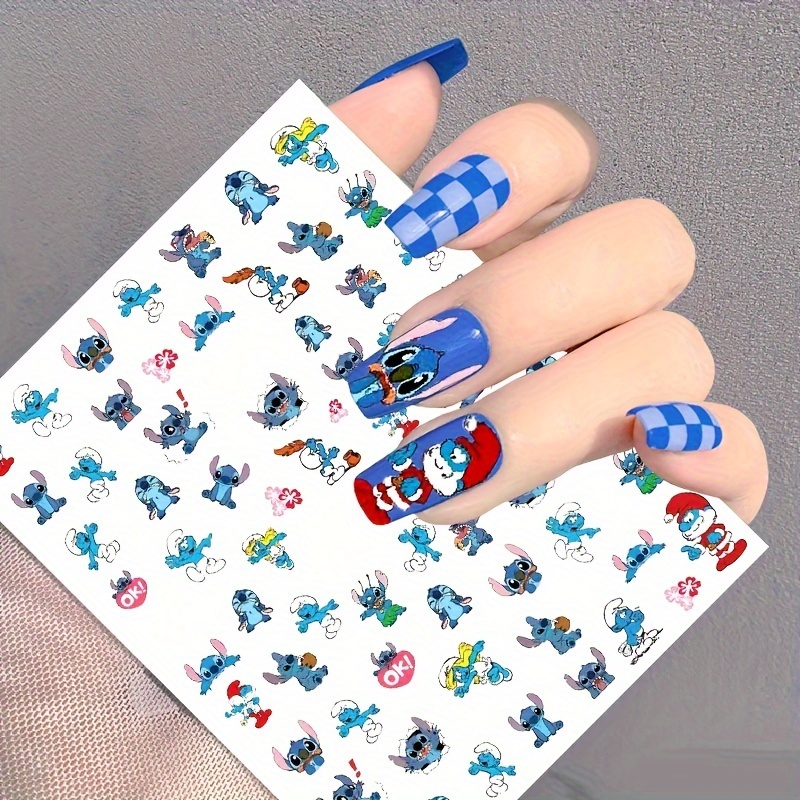 

1pc Stitch Nail Stickers, Anime Character Cartoon Nail Art Decoration, Diy Nail Art Accessories