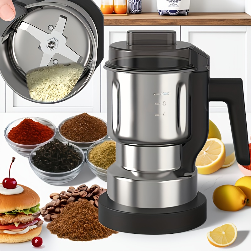 Electric Stainless Steel Coffee Grinder for Grinding Medicinal Herbs And Dry Beans, Suitable for Household Use, with a Large Capacity of 16.91oz/0.47 Quart, Also Ideal for Grain Flour And Seasoning