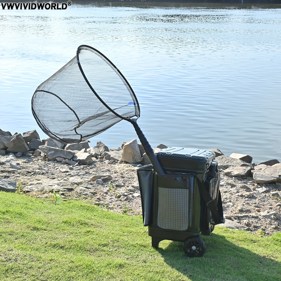 Carbon Fiber Fishing Hand Net with Telescopic Pole, 1.8-3.45m Portable Outdoor Fishing Tackle, Aluminum Alloy Landing Net for Anglers, Black