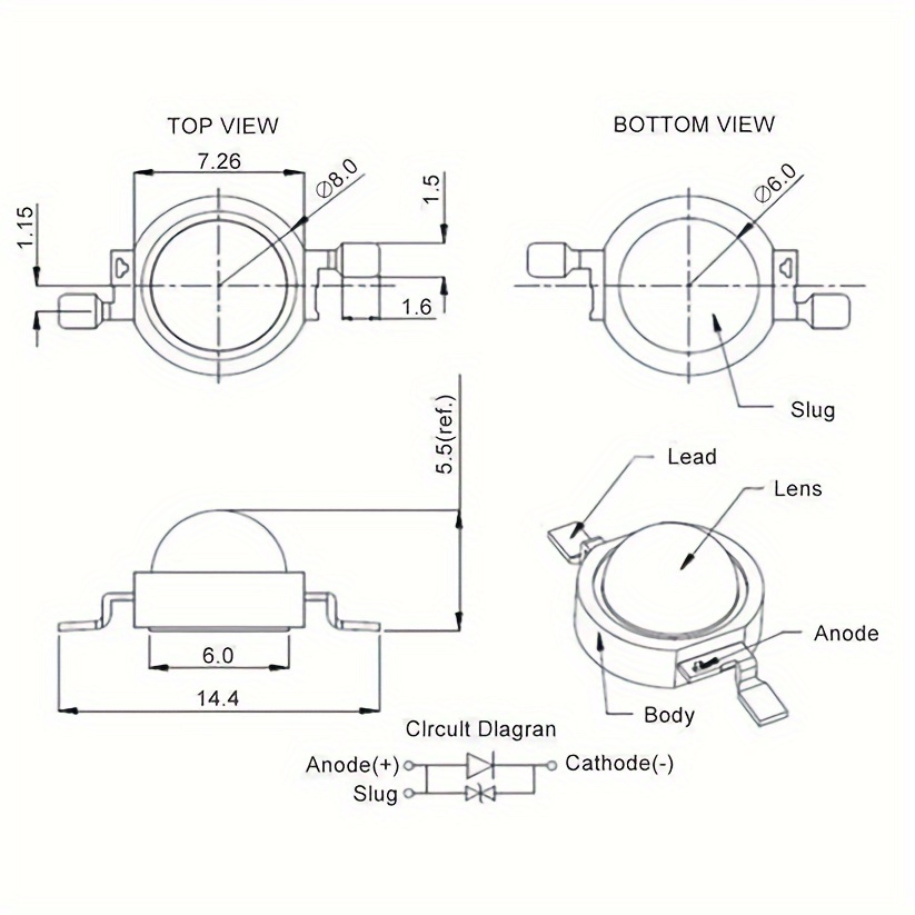 60 шт. 3в-3.4в 1вт супер яскраві діоди led лампи бусини холодно   високої потужності Опис товару 2