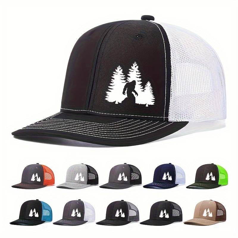 

Men's Cotton Baseball Cap, Forest Ape Print, Sun Protection, 6 Panel, Breathable Mesh, Lightweight, Athletic Style, Hand Wash Or , Stretch Fabric, Sports Hat