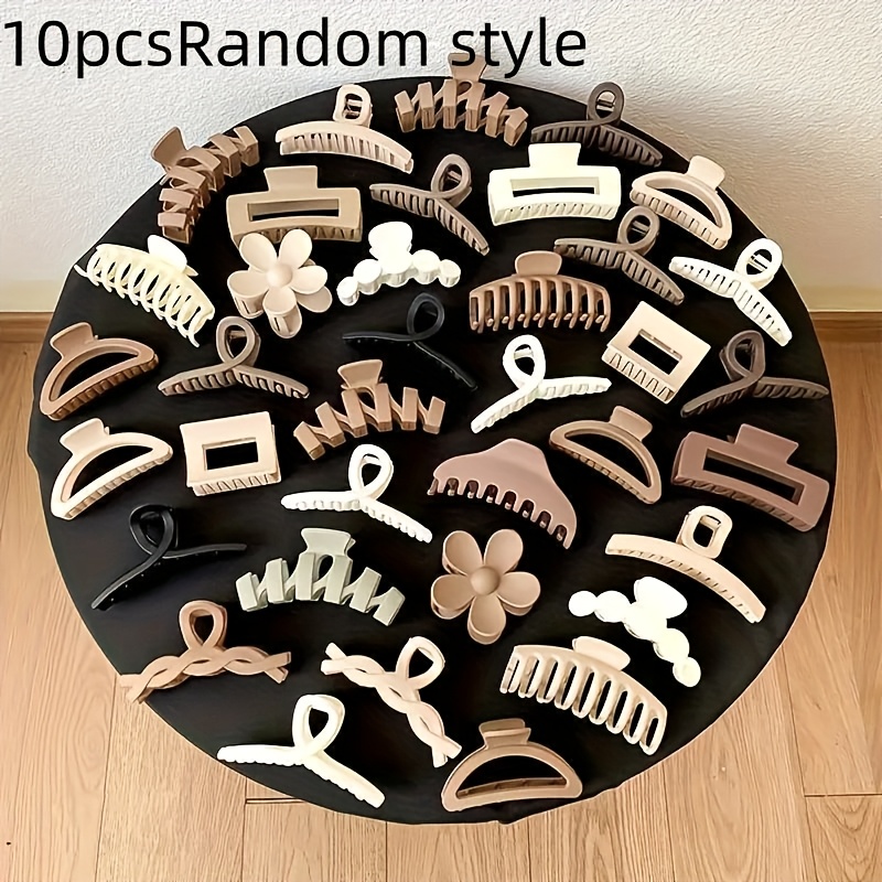 TEMU 10 piezas de clips de pelo elegantes de gran tamaño - Pinzas de plástico multicolores para peinados elegantes y estilos de pelo diarios,-image-17594873521320