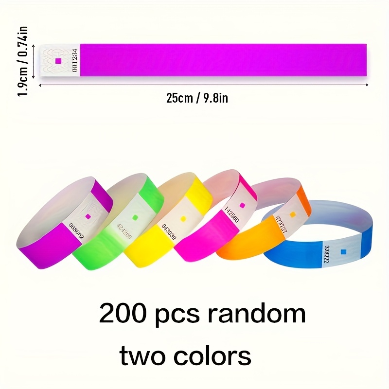 Image of Party Disposable Wristbands, Tear-resistant Neon Fluorescent Paper Wristbands, Creative Ribbon Wrist Rings, Tickets - For Concerts, Festivals, Id Bracelets, Used For Events, Conferences, Random Colors