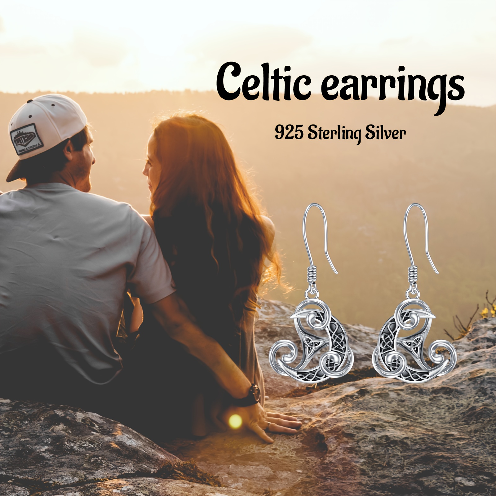 Women's 925 Sterling Silver Celtic Knot Earrings, Triquetra Design