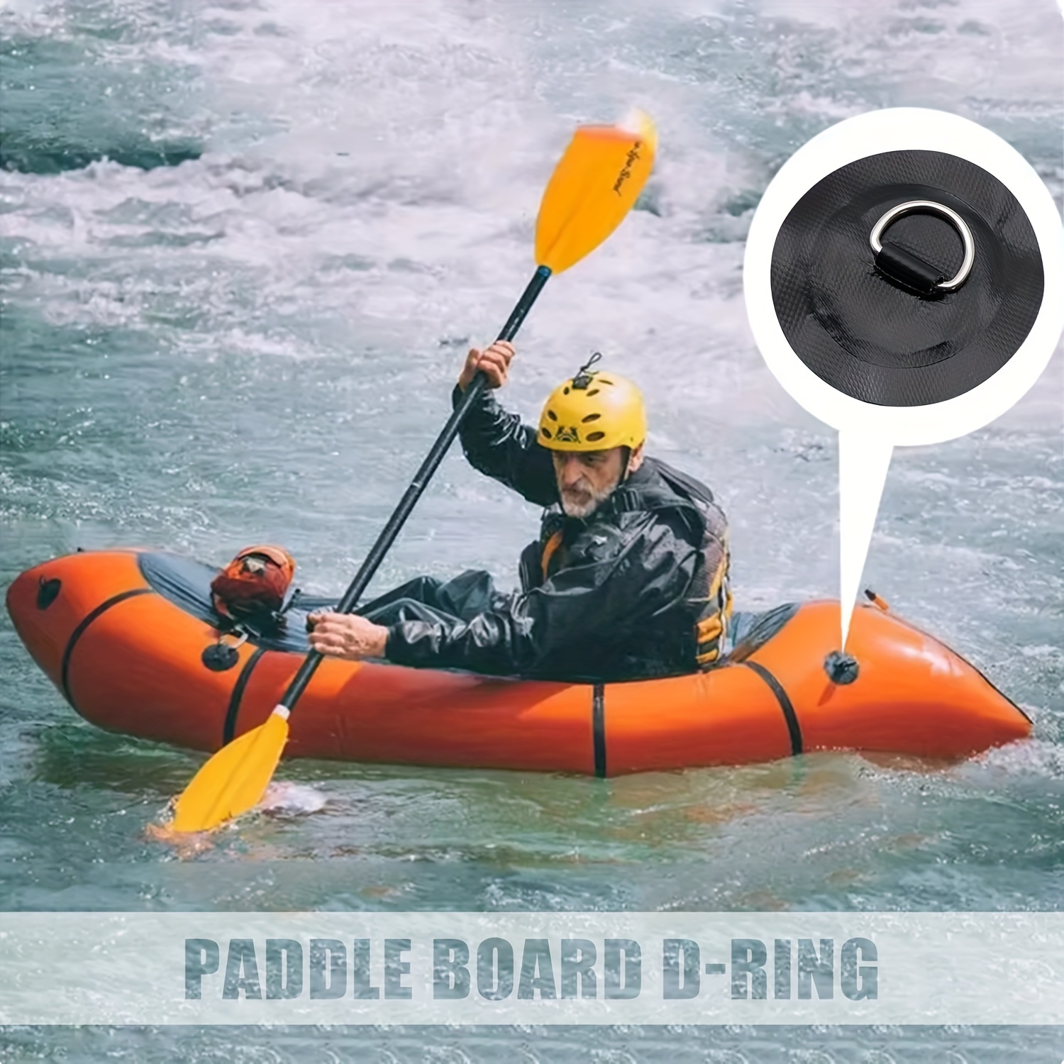 

4pcs Koetsu Universal Pvc Paddle Board D-ring Patch Kit, Stainless Steel, Waterproof, Black, With Needed For Kayaking, Surfing, Inflatable Boats & Paddleboards