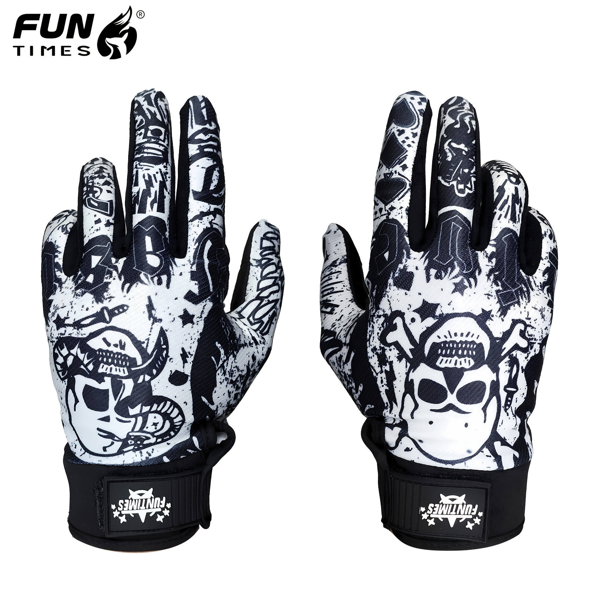 E-shop FUNTIMES Herren Vollfingerhandschuhe im -Graffiti-Stil mit Totenkopfmuster, trendige coole, Touchscreen-kompatible geteilte Fingerhandschuhe