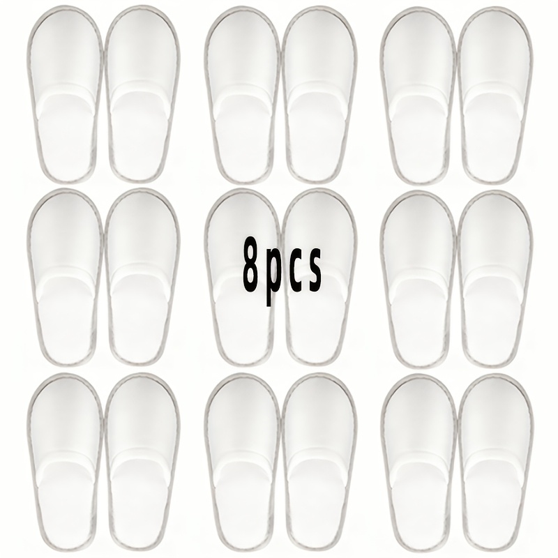 TEMU 8 Pairs Of Disposable Spa Slippers, Hotel Slippers - Soft And Breathable With Non-slip Pu Sole, Suitable For Hotels, Spas, Weddings, Parties,