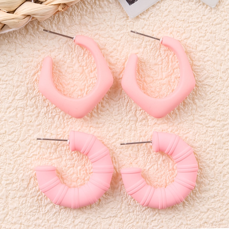 4pc Dopamine Irregular C-circle Crescent Earring Set