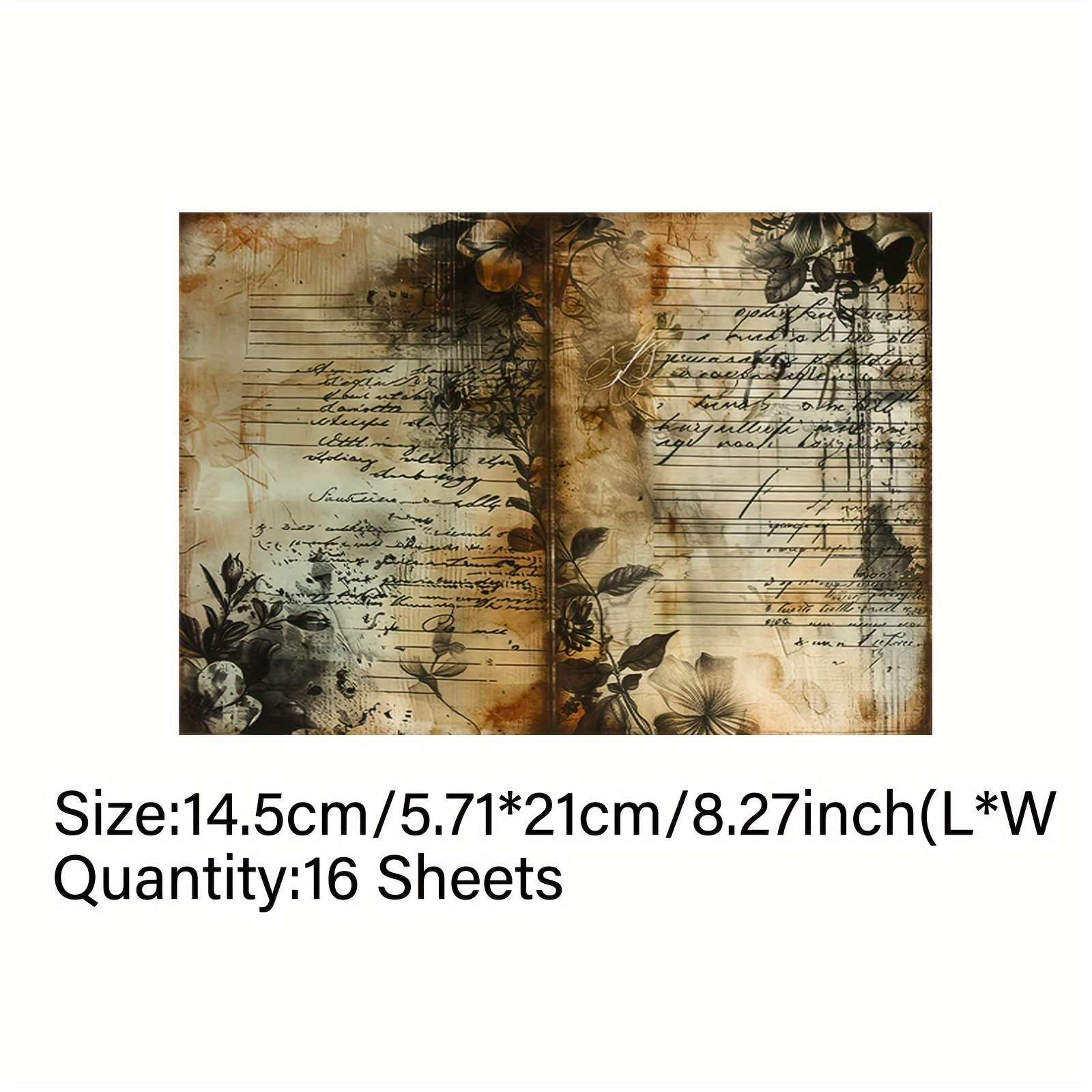 Image of Vigus 16 Sheets Of Vintage Yellowed Lace Description Diary Magazine Cutout Thin Notebook A5 Size Handicraft Paper
