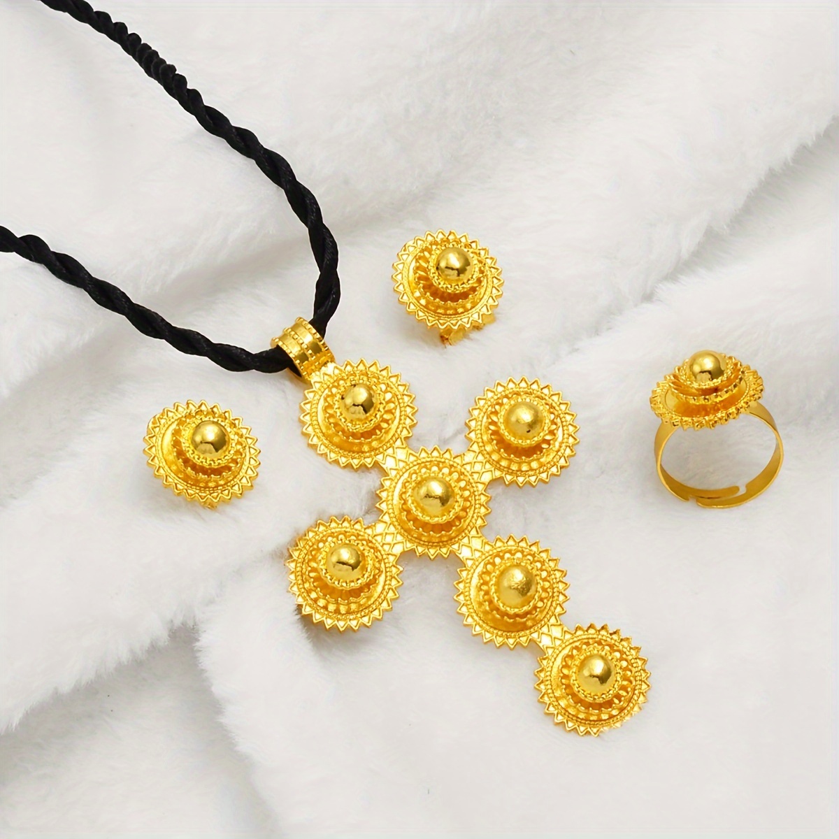 ethnic jewelry set cross necklace rope earrings Temu Bahrain