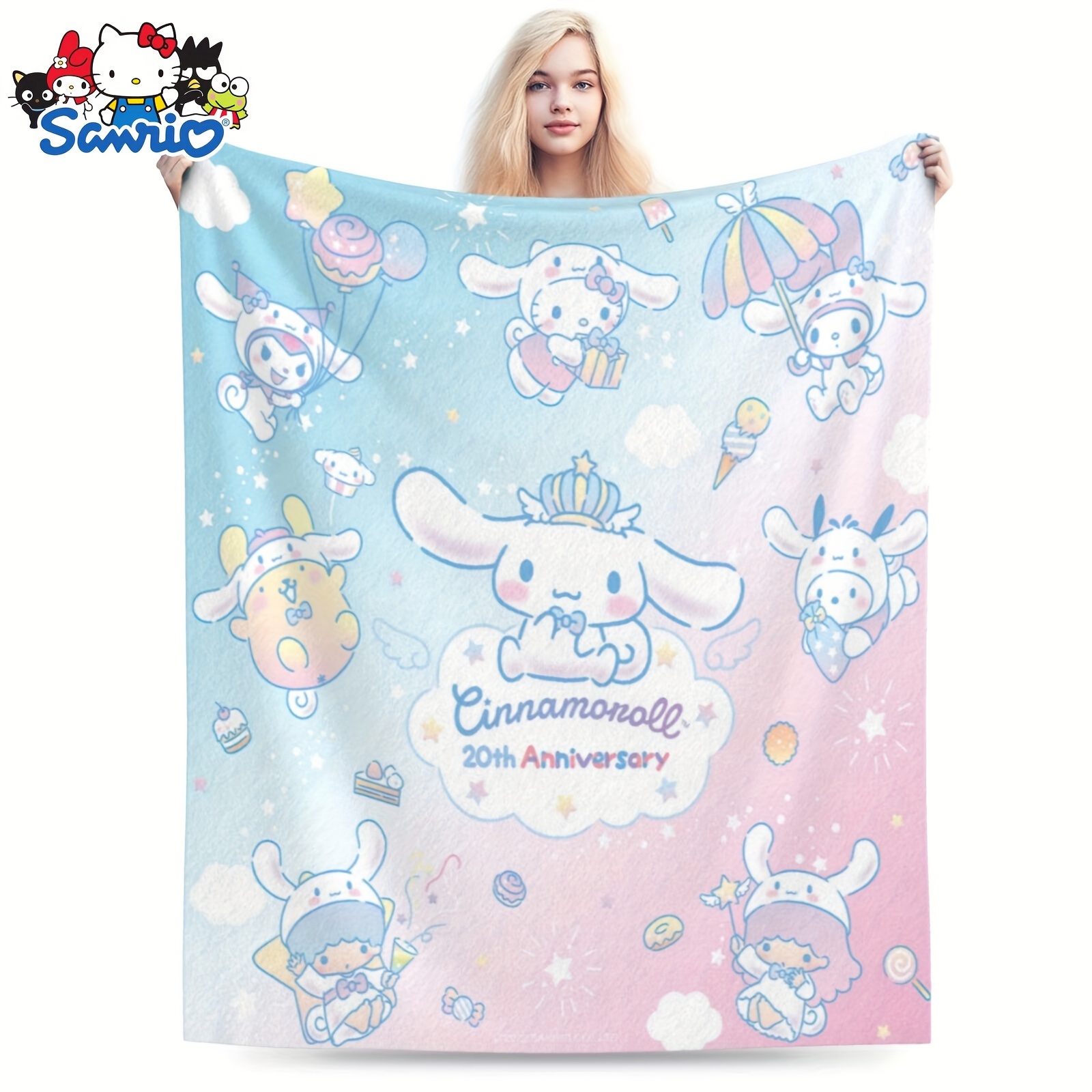 

1pc Sanrio Authorized By Sanrio Cinnamoroll Cute Blanket For Living Room Bedroom Sofa Warm Soft Bed Blanket For Adults