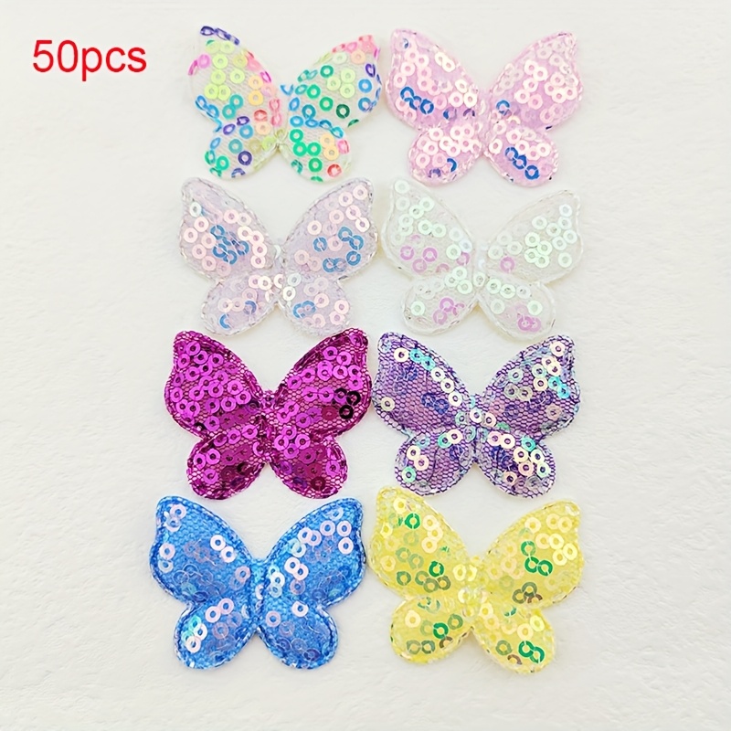 E-shop 50 Stk. Pailletten-Schmetterling -Technologie geprägte DIY-Haaraccessoire-Clips Dekorteile