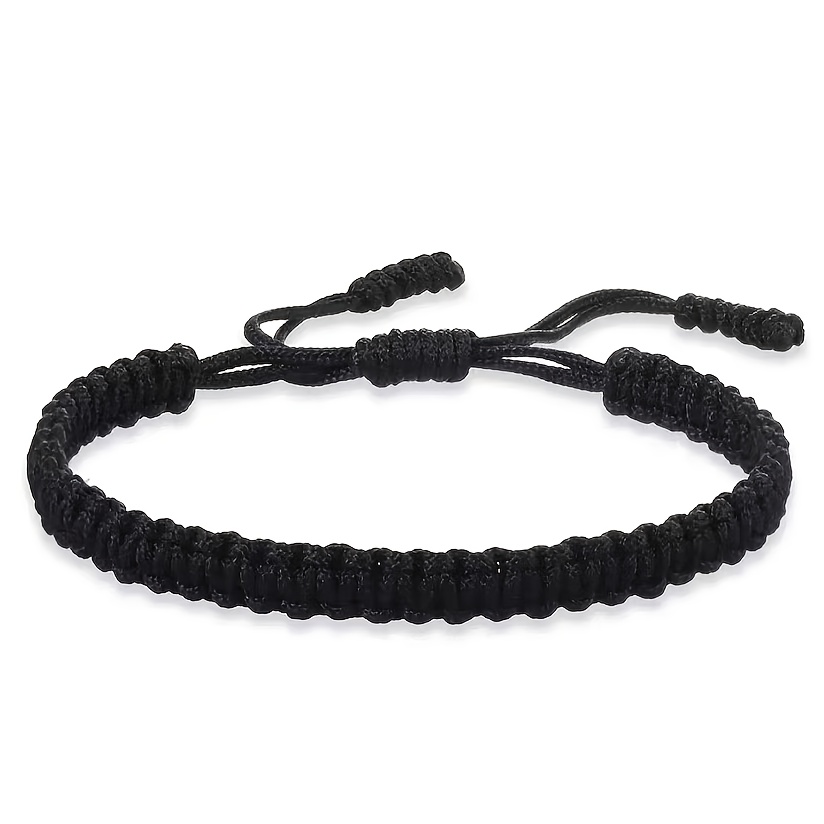 Image of Red And Black Flat Knot Hand-woven Bracelet, Adjustable In Size And Thickness, Styles, Friendship And Couple Bracelet