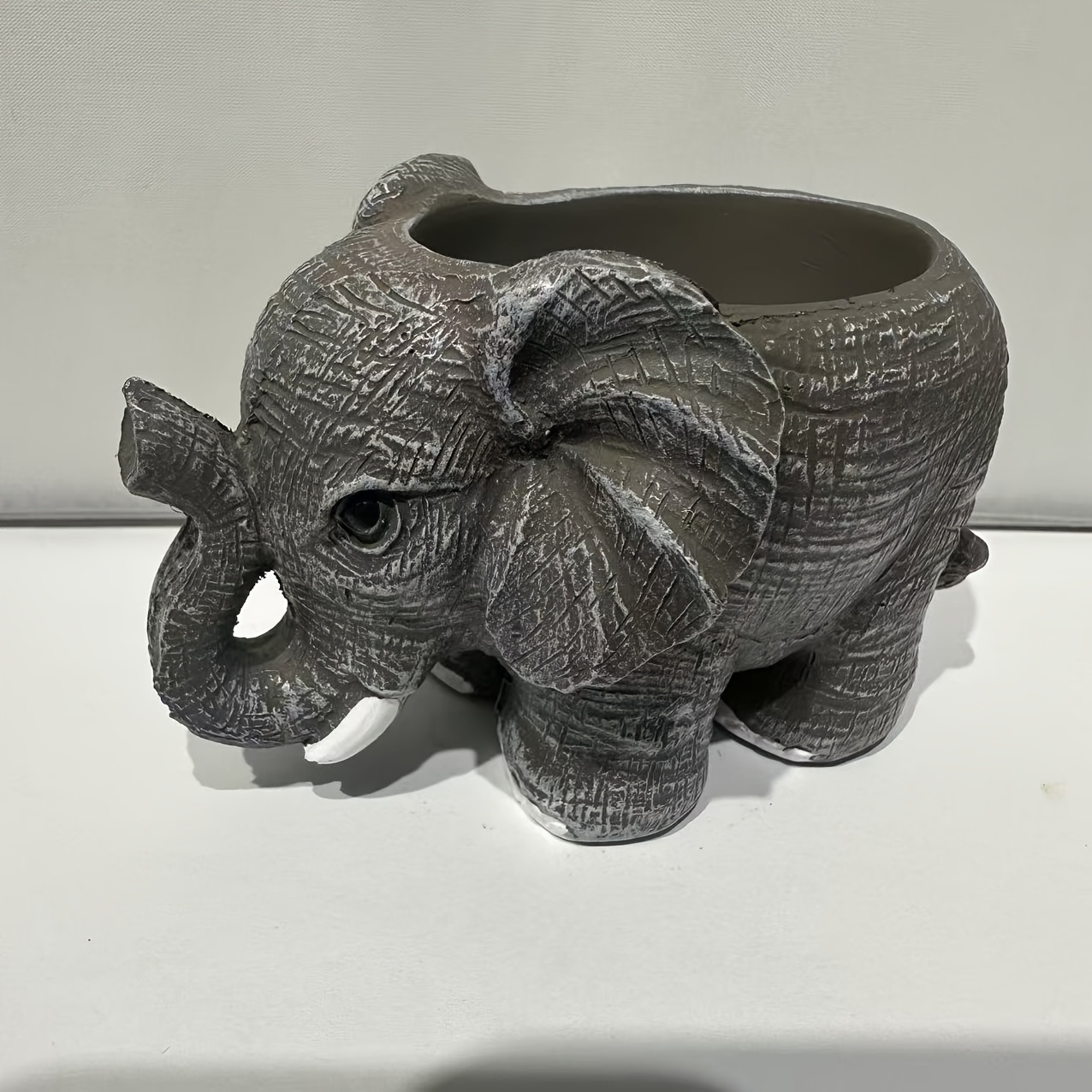 Image of 1pc Handmade Abstract Elephant Resin Planter - Indoor/outdoor Decorative Flower Pot For Garden, Patio, Living Room - Durable Decor Gift, Elephant Decor
