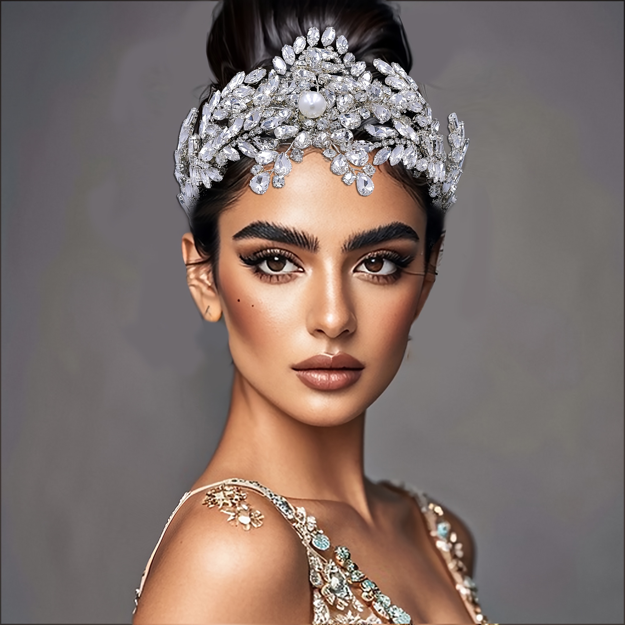 Crystal Headband Double Layer Wedding Headdress Hair Accessory Handmade luxury bridal wedding headdress double layer handmade  main image 3