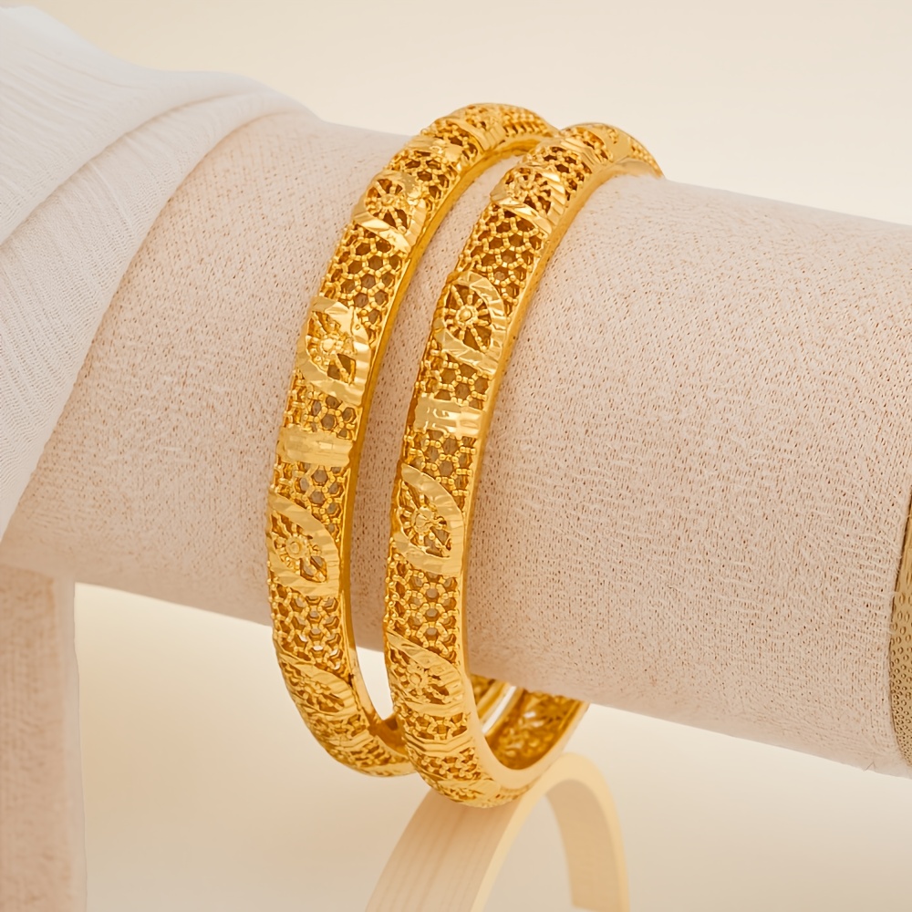 TEMU Bracelet Femme Dubaï 2 pièces Style Moyen-, Bijou de Main Européen et Américain, Bracelet de Luxe Ethnique pour Mariée, Bracelet de Mariage