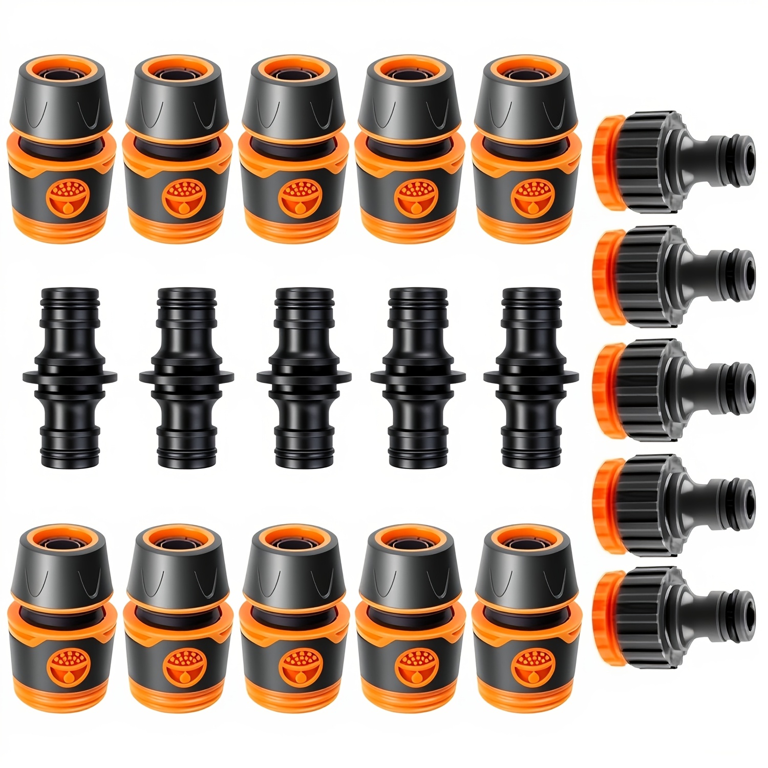 Image of 20pcs Garden Hose Connector Set, Durable Abs Plastic Water Pipe Fittings, Quick Connect Double Hose Adapters, Hose End Connector, Dual Hose Connector Extension, Lawn Irrigation System Accessories