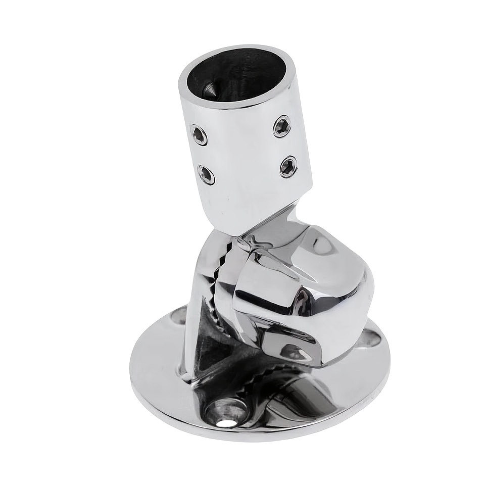 TEMU Adjustable Stainless Steel Marine Boat 7/8' Antenna Ratchet Deck Mount - Heavy-duty Steel, Secure Mounting System For Kayak, Canoe, Fishing,
