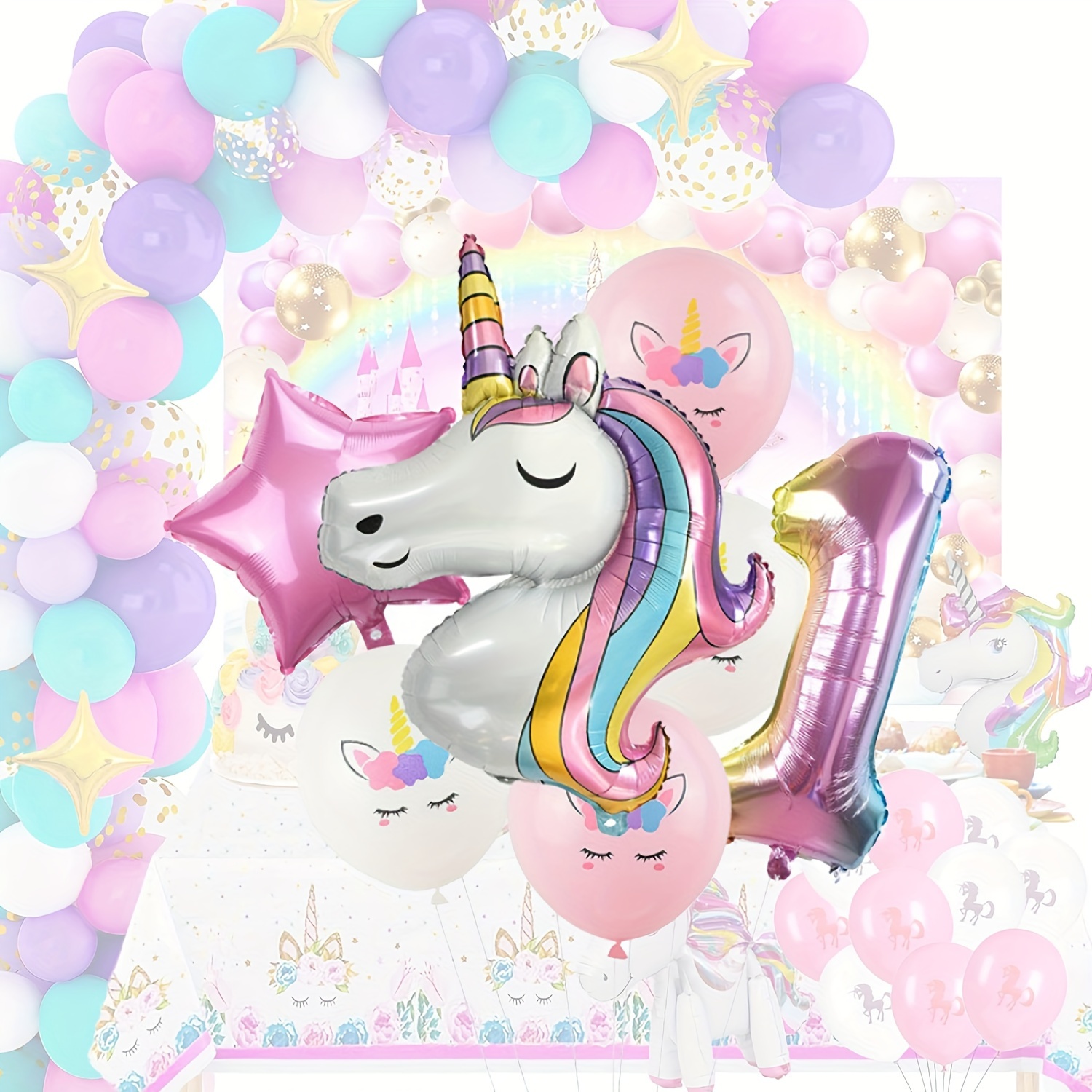 

celebratory Set" 7-piece -themed Birthday Party Balloon Set - 32" Gradient Numbers 0-9, Aluminum Foil, Perfect For Celebrations & Decorations