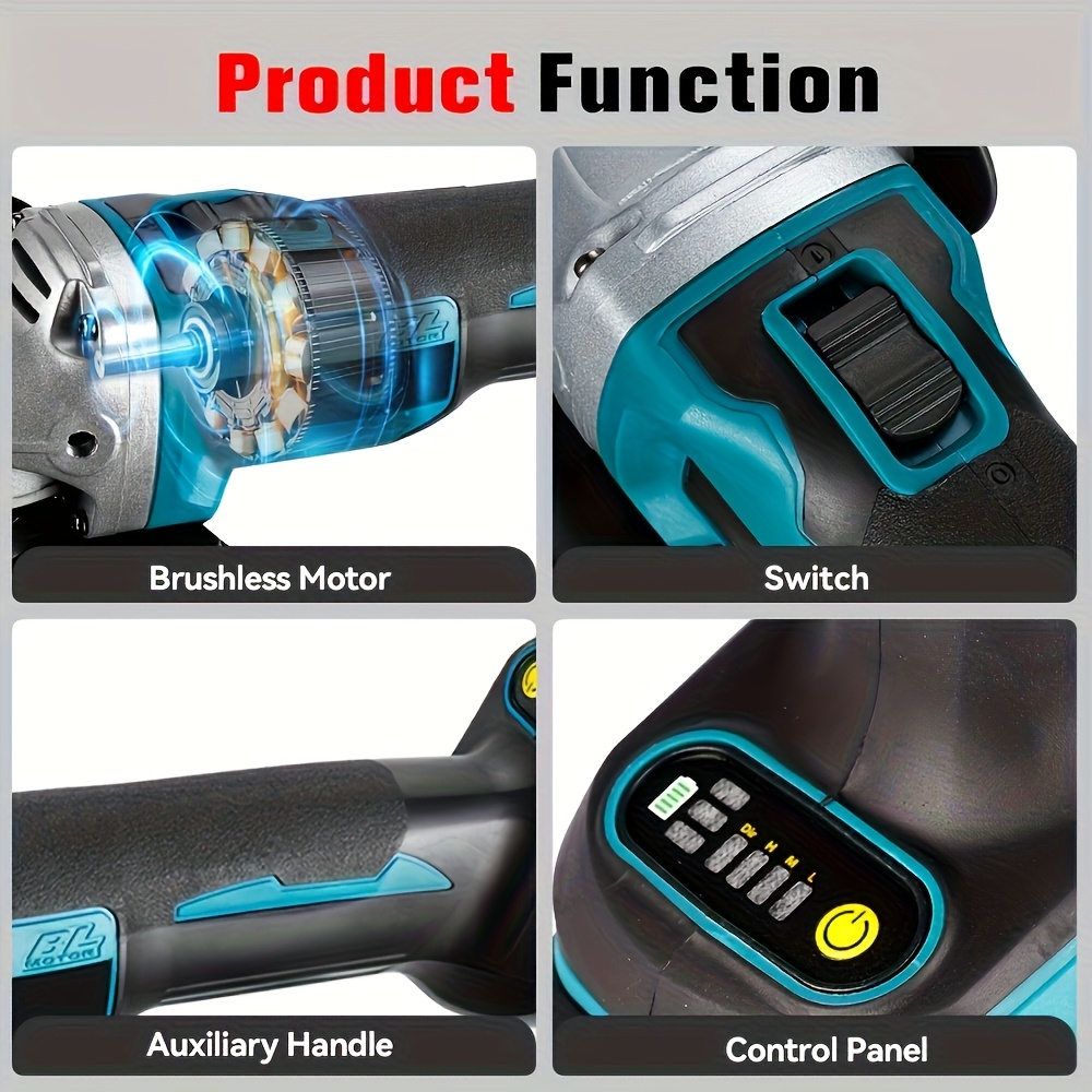 2000W Borstelloze Elektrische Haakse Slijper, 125mm Metalen Hout Slijpen en Polijsten Elektrisch Gereedschap Set, Geschikt voor Meubeldecoratie, Industriële Tuinscène, Verjaardagscadeau voor Echtgenoot, Compatibel met YOFIDRA Batterij, Slijper Elektrisch Gereedschap