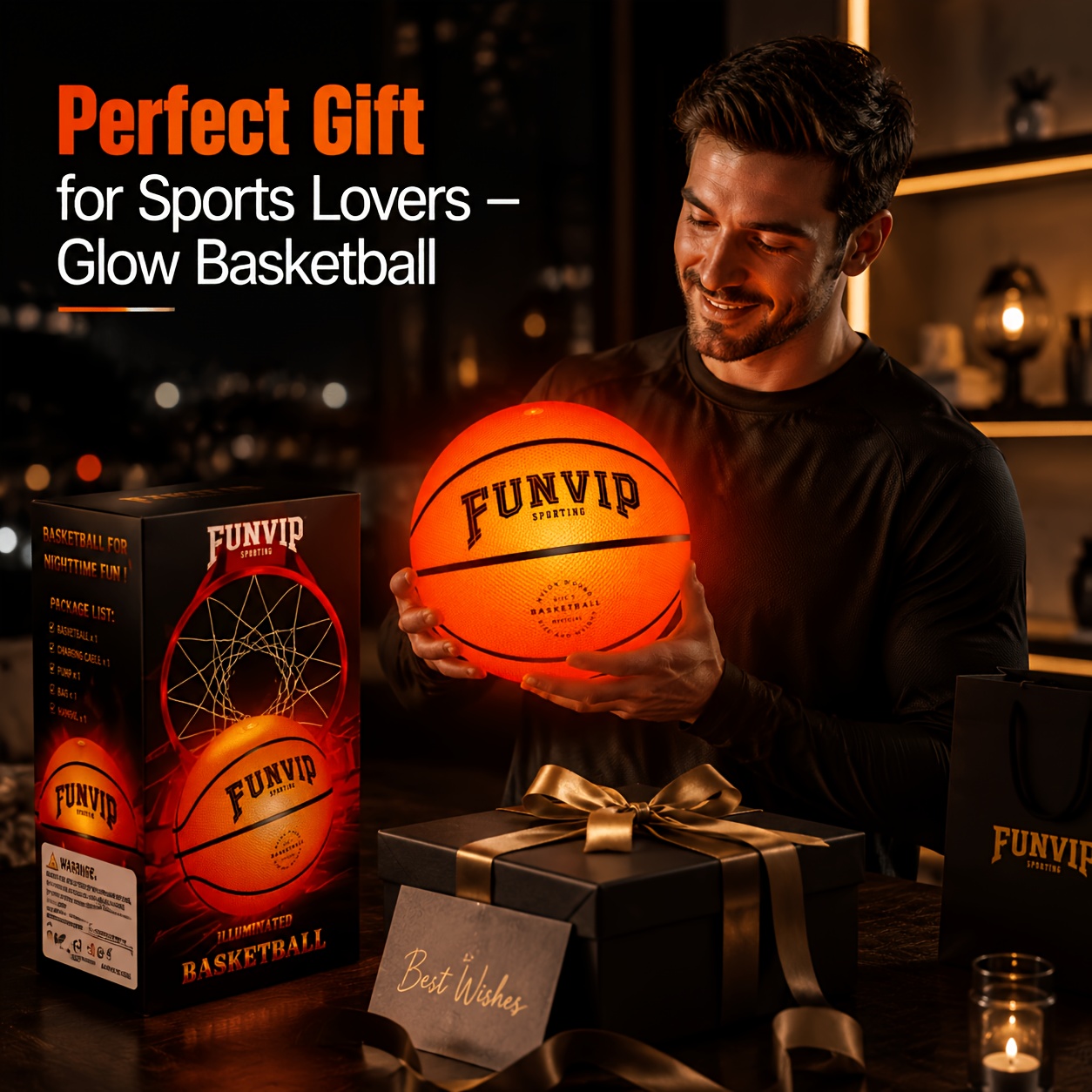 TEMU Light Up Basketball, Glow In The Dark Basketball For Teens & Adults, Outdoor Sports , Perfect Christmas Halloween Gift
