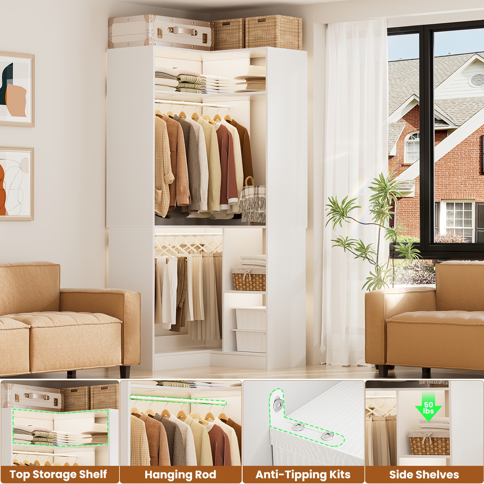 Kyvo Cone Closet System With 12 Shelves And 2 Hanging Ods