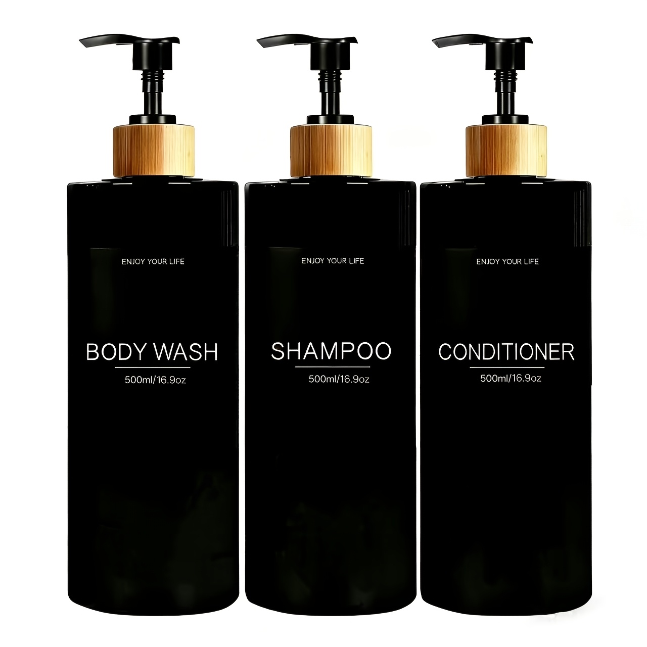 TEMU Bathroom Dispenser Set With Shampoo And Conditioner Bottles - Refillable Body Wash Dispenser, Hand Wash Bottle, Shower Gel Container, Refillable