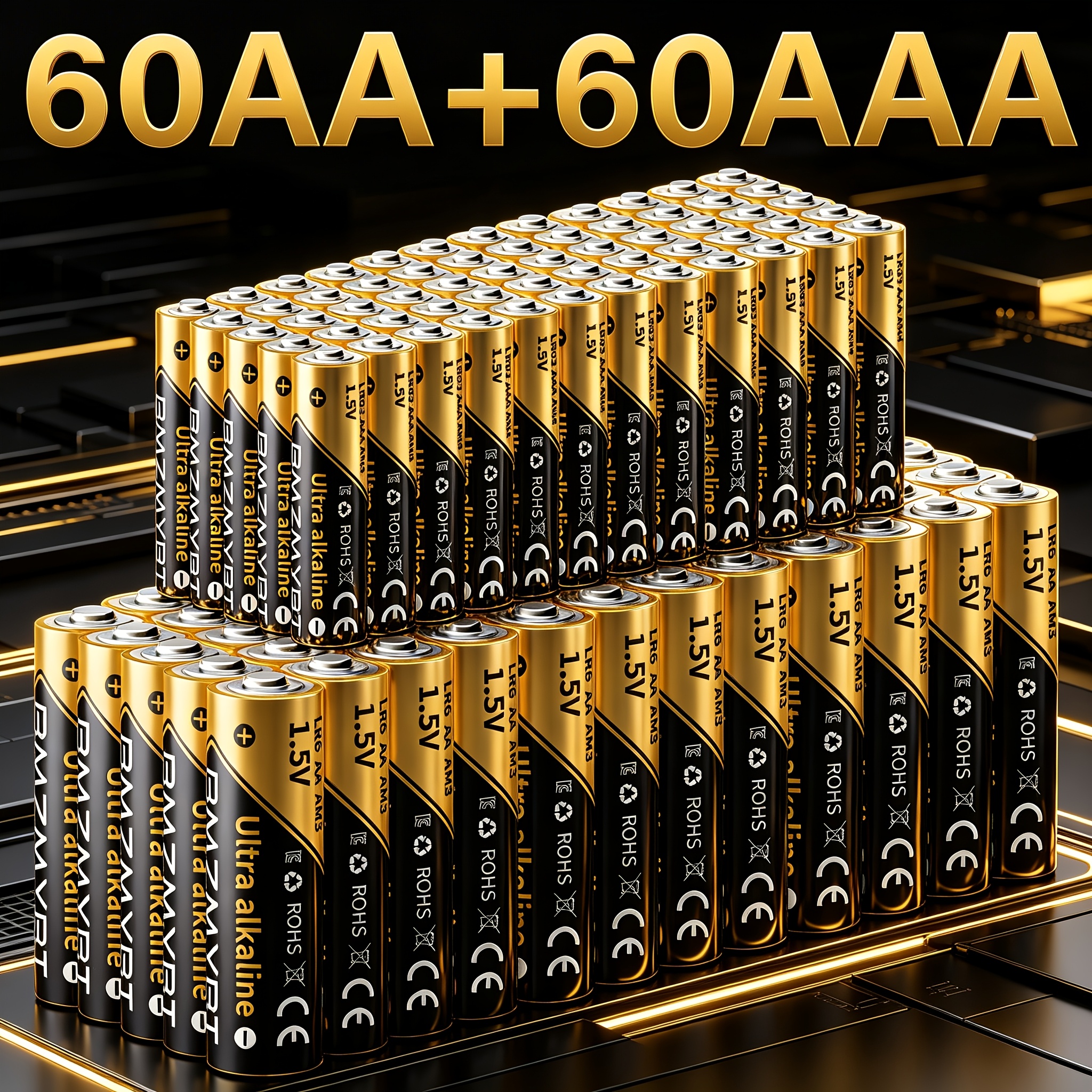 60 kosov AA + 60 kosov AAA baterij | Dolgotrajna moč za igrače, daljince, ure, , svetilke, tipkovnice, miške in vso gospodinjsko elektroniko