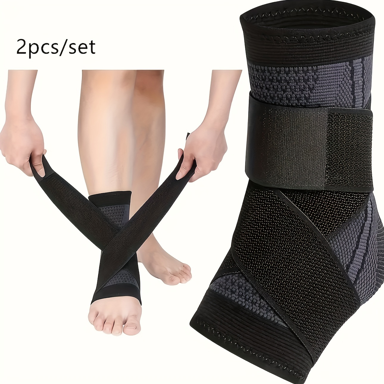 2pcs Breathable Adjustable Compression Ankle Support Wrap For Ankle Protection