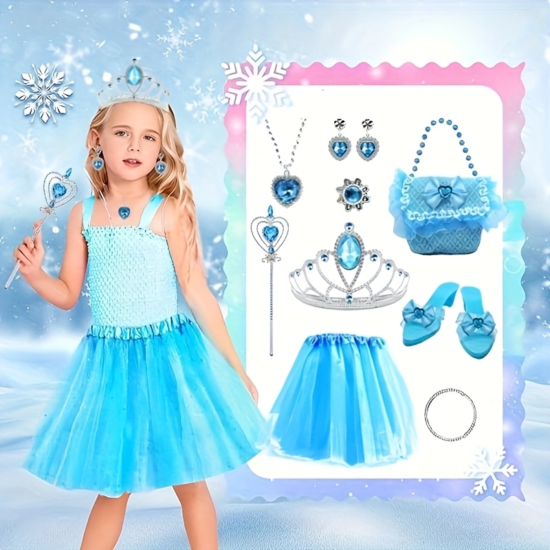 open lace back dress LIMIROLER Princess Dress Up Toys Princess Dress Up Clothes Rainbow Mermaid  Cape Kit 9 Pcs Gift Set for Little Girls 3-8 Years Ol