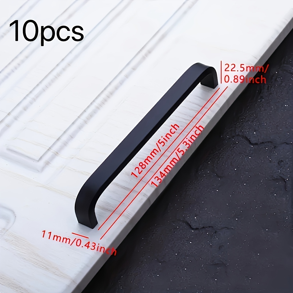 10pcs Modern Easy Solid Handle Alloy Wardrobe Cabinet Door Drawer Furniture Black Handle Extension