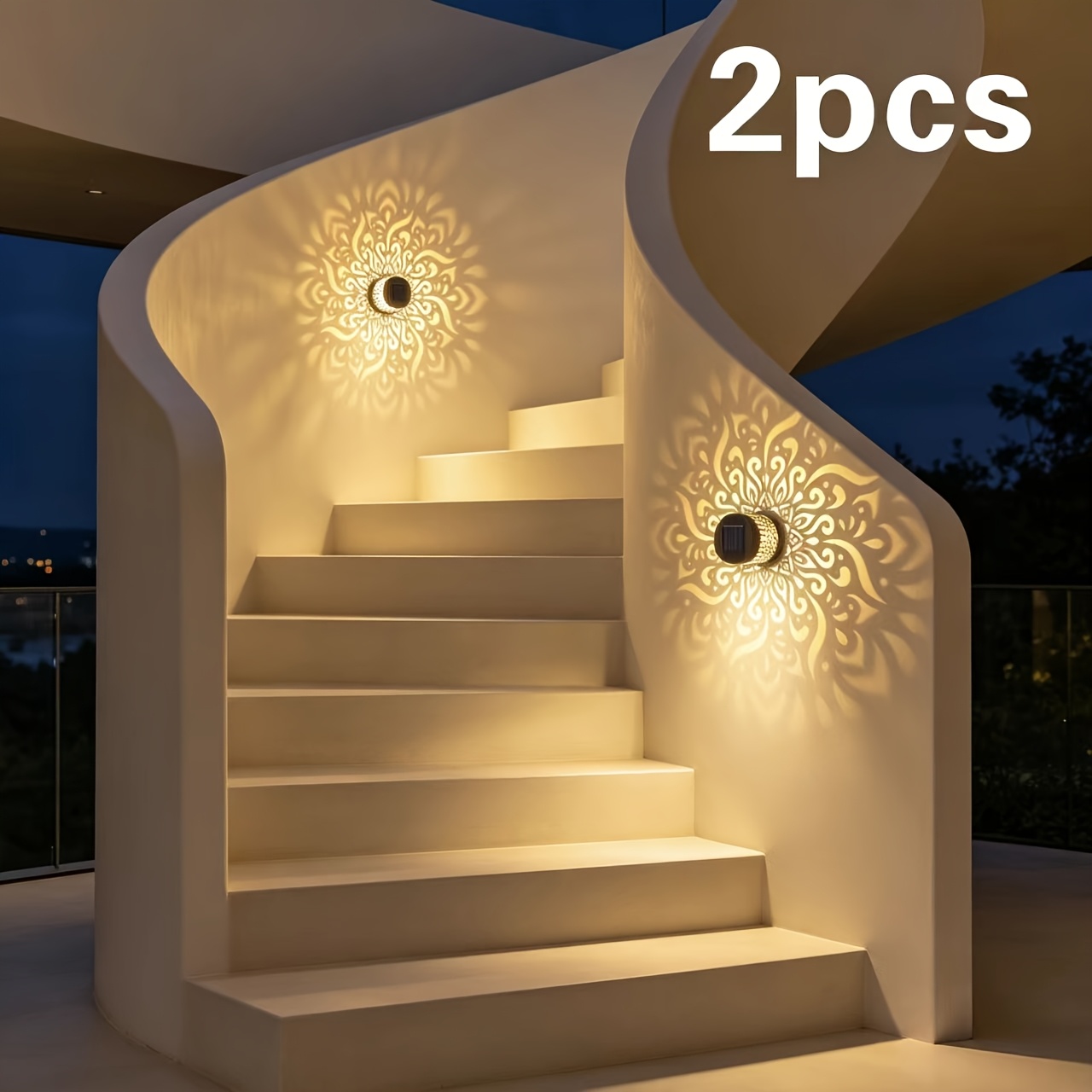 TEMU 2 Lanternes Murales Mandala Solaires pour Décoration de Patio, de Jardin Solaires, Lampes Murales Solaires d'Extérieur. Ces Lanternes