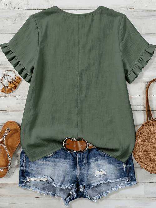 talla - verano talla camiseta de manga corta de color para mujer camiseta holgada casual para mujer