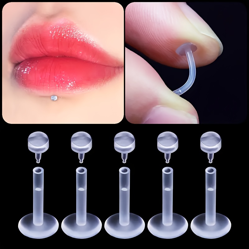 5pcs Unisex Invisible Lip and Nose Studs for Piercing Care