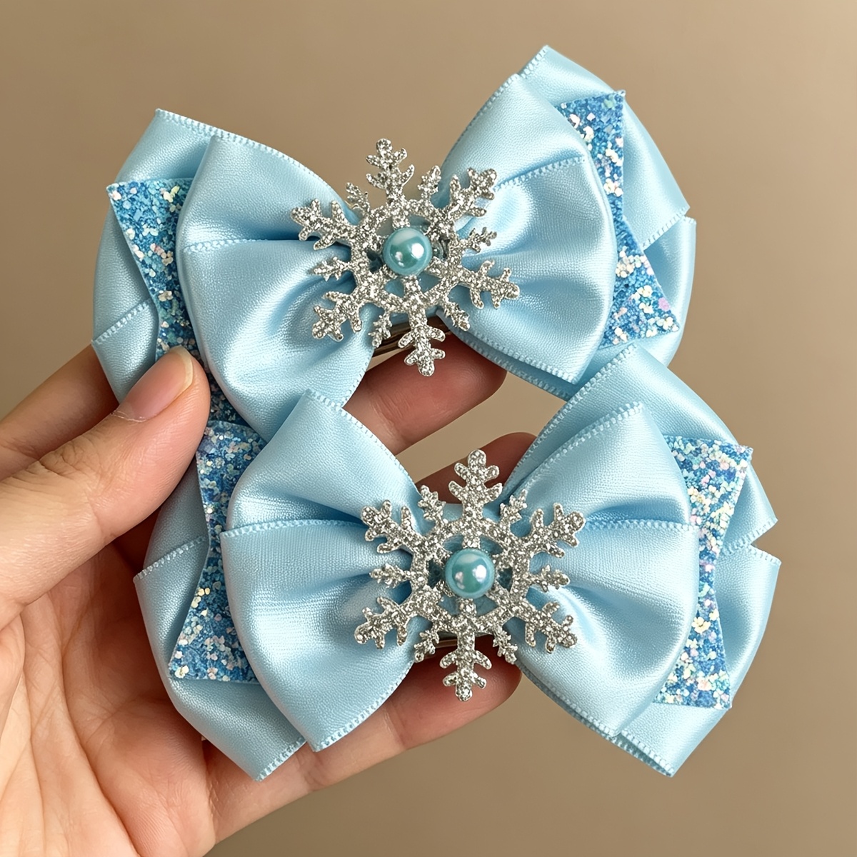 TEMU 2 pezzi Tema di per Capelli, Tessuto in Raso Chiaro con Design di Paillettes, Decorazione a e di , e Accattivante. Set Abbinato, Fibbia di