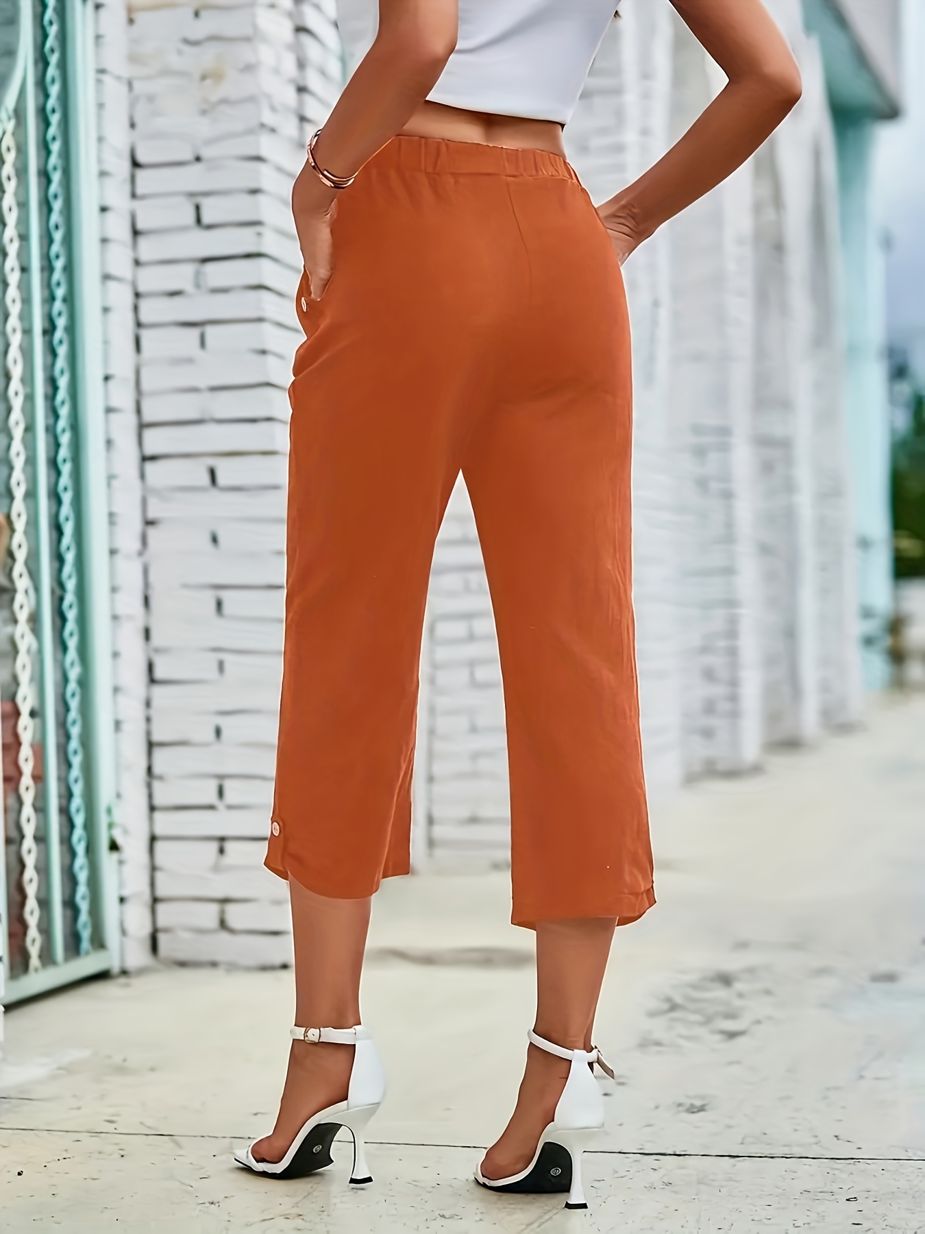 Solada Pantaloni cropped donna a gamba larga in cotone: in offerta a 9