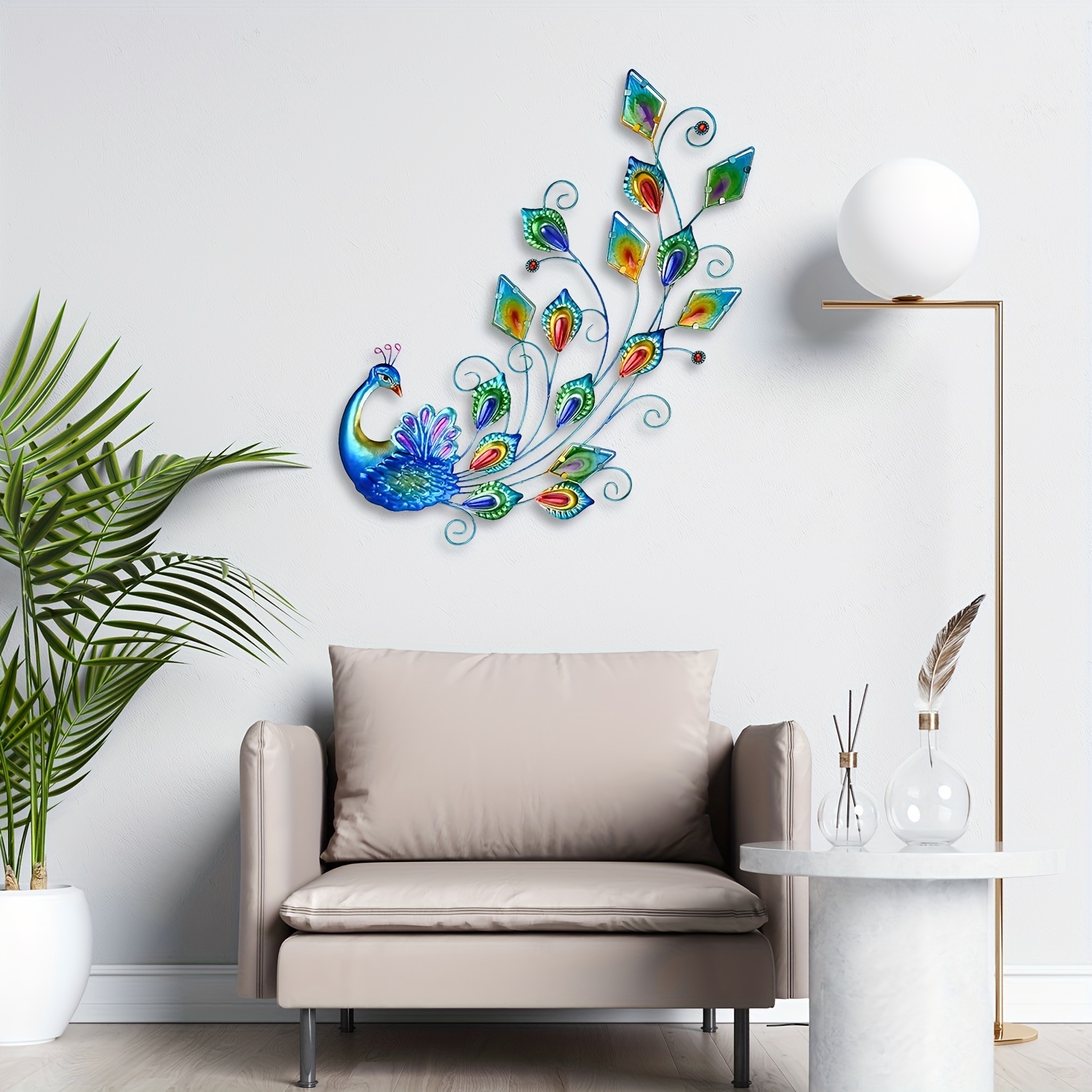 

1pc, Metal Peacock Wall Art Decor, Indoor And Outdoor Wall Hanging Decor, Home Decor, Living Room And Bedroom Decor