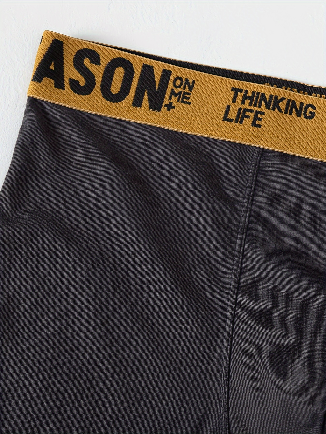 4pcs Men's Solid Color Boxer Briefs - Breathable, Comfort Fit Underwear with Stretch Waistband (Yellow, Blue, Dark Blue, Navy) - Polyester Blend, Smooth Fabric, Hand Wash Only, Supportive Underwear | Stylish Waistband Briefs | Spandex Elasticity