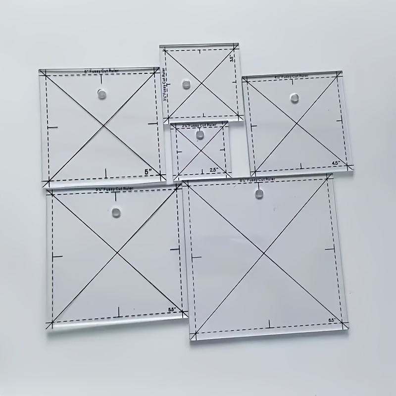 

6pcs Transparent Precision Quilting Rulers Set, Acrylic Quilting Squares, 2.5", 3.5", 4.5", 5.5", 6.5" Sizes, For Marking, Sewing & Quilting Projects