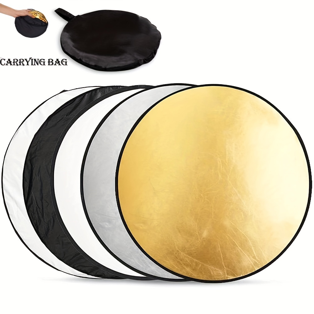 

80cm Photography Reflector Set - Portable Collapsible Multi-disc Light Diffuser With Black, Silver, Golden, White, And Translucent , Includes Carrying Bag - & Outdoor Lighting Accessories