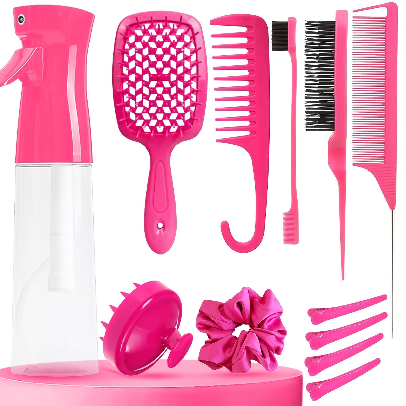 

12pcs And Comb Set For Women, Includes Detangler , Teasing Combs, , Tooth Comb, , And , , Suitable For , Abs Plastic , Styling Kit